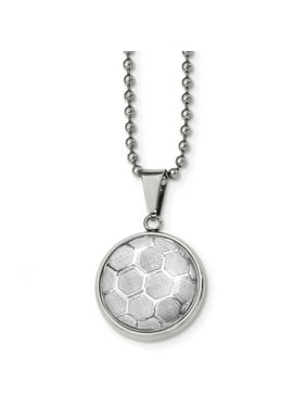 Bonyak Jewelry Stainless Steel Brushed /& Polished w//Blk CarbonFiber Inlay 22in Necklace in Stainless Steel